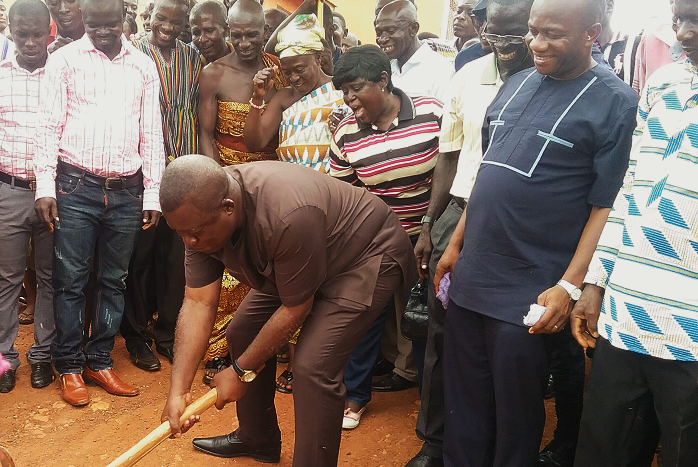 The Ashanti Regional Minister, Mr John Alexander Ackon, cutting the sod for the official commencement of the road project The Ashanti Regional Minister, Mr John Alexander Ackon, cutting the sod for the official commencement of the road project